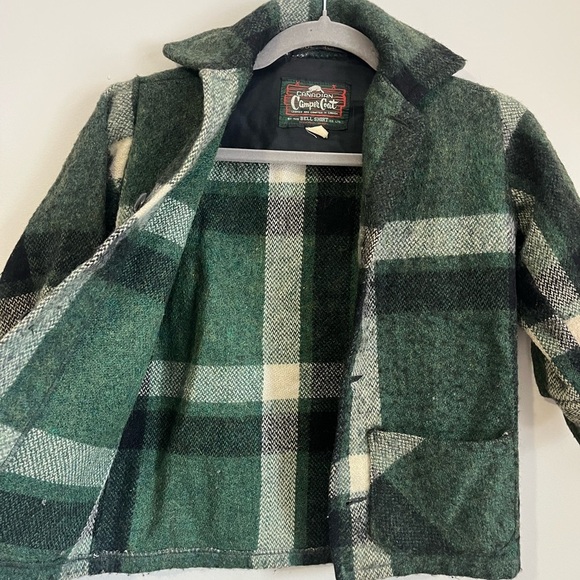 Vintage Kids Wool Plaid Canadian Camper Coat Sz 5 mohair made in canada - Picture 3 of 12